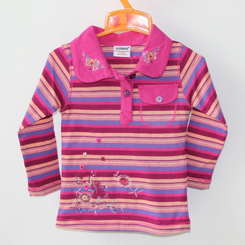 Free Shipping!2012 new style 1-6year girls blouse children polo shirt baby 100%cotton girl kintted long sleeve wear 6pcs/lot