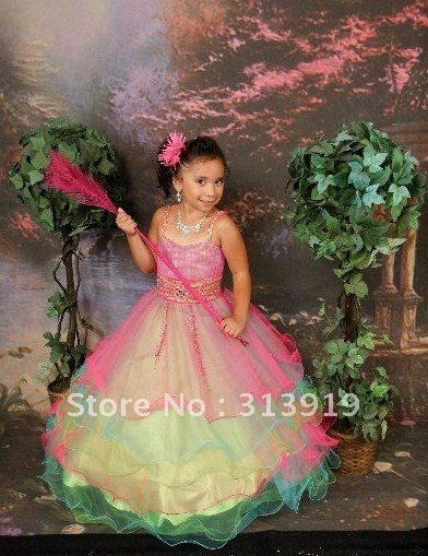 free shipping 2012 new style  colorful girls  party dress long