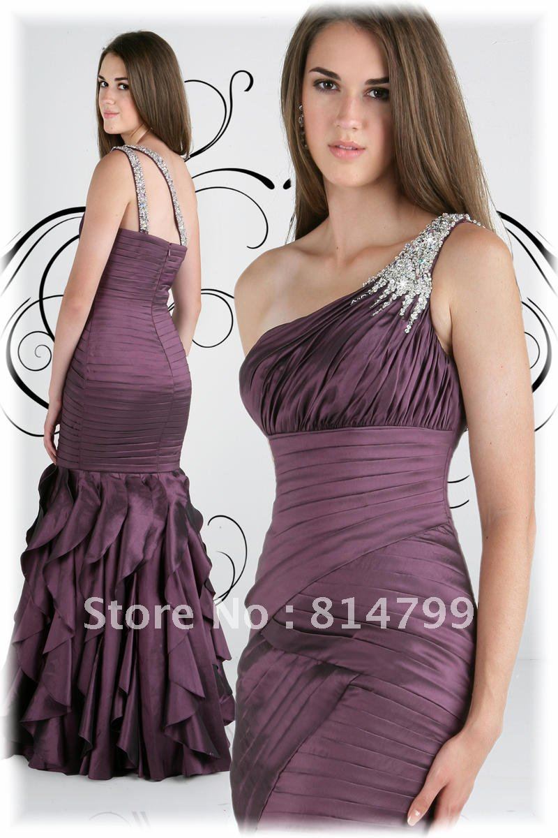 Free shipping 2012 New Style Hot Sales Evening Dresses Taffeta one shoulder neckline Sleeveless Floor-length (E D 000126)