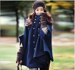 Free shipping 2012 new style ladies fashion Double breasted coat  ladies winter coat cape wool coat