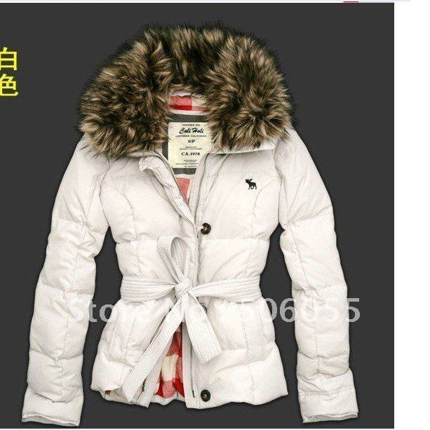 Free shipping 2012 New style warm ladies' Big fur collar slim down jacket S/M/L