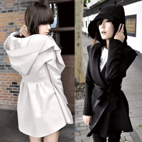 Free shipping 2012  New Stylish Women's fashion Coat Hooded Trench Outerwear  Tops Free Shipping T136