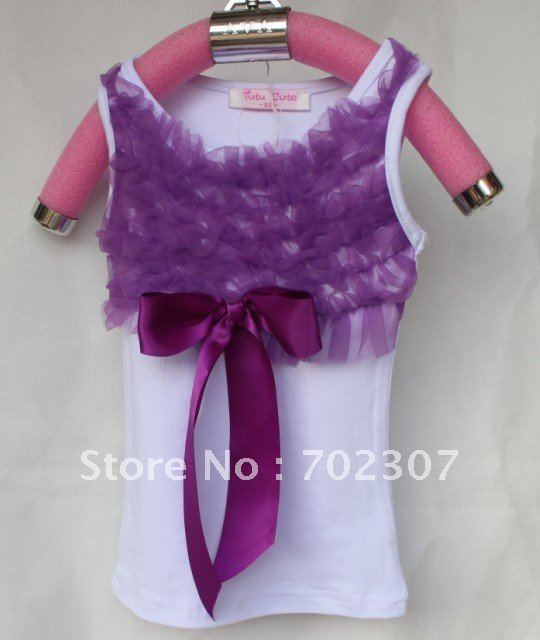 free shipping 2012 new summer girls  butterfly top Comfortable elegant style 1lot/5pcs purple