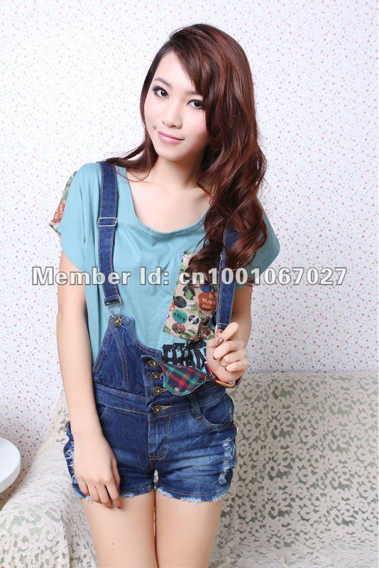 Free Shipping 2012 NEW Summer TopLook Women Detachable Straps Denim Shorts Ladies Denim Shorts SIZE:26-31 NO.8900