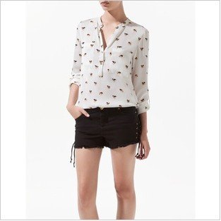 Free shipping!2012 new TOP Blands women's Puppy pattern shirt v-neck long-sleeved shirt  blouse