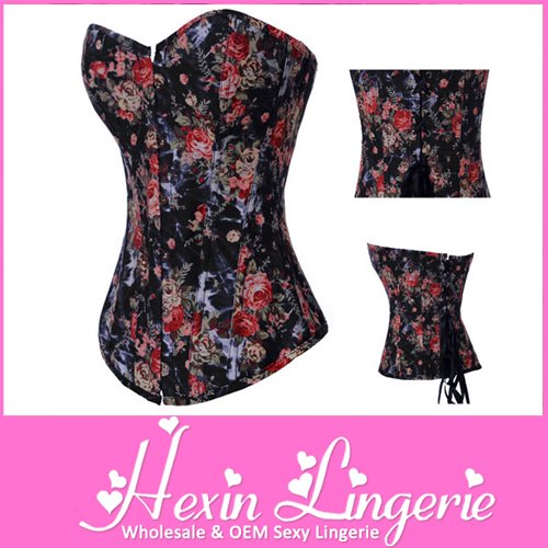 Free Shipping 2012 New Wholesale Red Sexy Floral Overbust Corset LB4280 + Cheaper Price + Good Quality