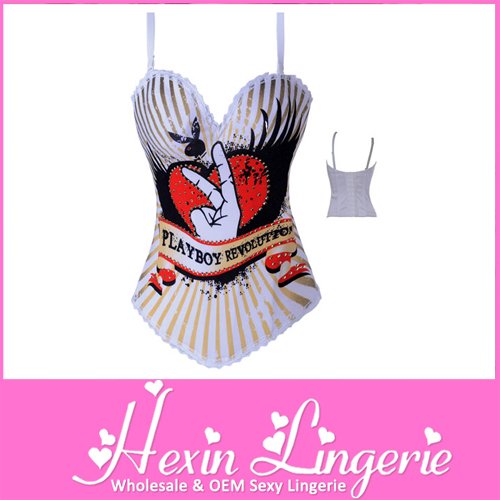 Free Shipping ! 2012 New Wholesale White Fashionable Sexy Rabit Lace Up Corset LB4390