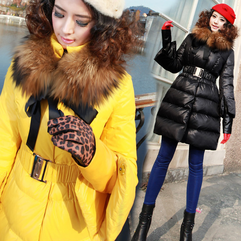 Free Shipping!2012 New Winter! High-end Customization Raccoon Collar Long-sleeve Fashion Thicken Women Down Jacket Coats,GRYR161