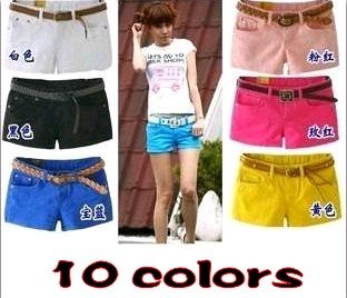Free shipping 2012 new women fashion Denim colored shorts, hot pants candy pants 835