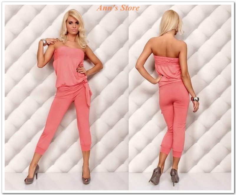 FREE SHIPPING! 2012 New Women Fashion Sleeveless Rompers,Sexy Backless Short Jumpsuit,Ann4005-4,Pink