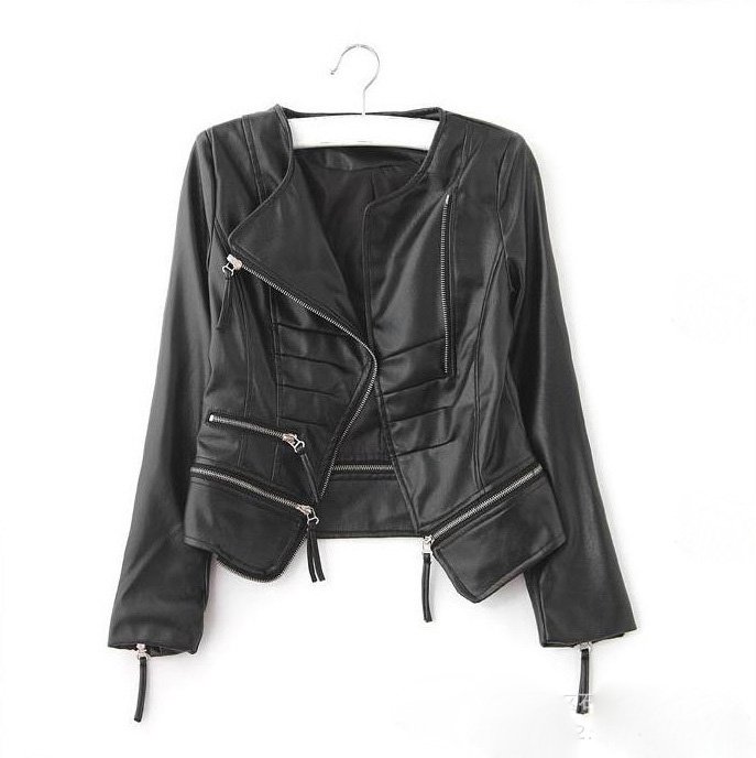 Free Shipping 2012 New Women Leather Jacket Fashion Short and Regular 2 Wear  Zipper PU leather Coats for Women