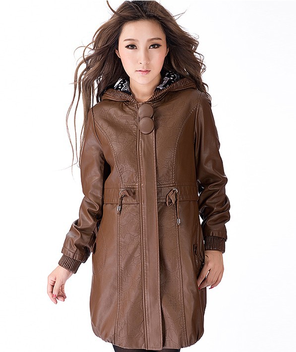Free shipping !!! 2012 NEW Women's brand Winter Fashion genuine leather Sheepskin Thickened Long leather jacket Coat / M-3XL