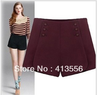 Free shipping  2012 new women's double breasted waist thin lotus leaf edge woollen winter boots pants shorts  b299 ow