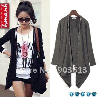 free shipping 2012 new women's fashion Blouse bat-wing sleeve slim long sleeve hot fix rhinestone cardigan knitwear