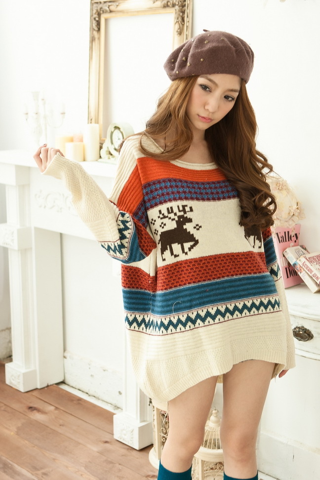 Free shipping 2012 new women's loose large pullover fashion  sweater