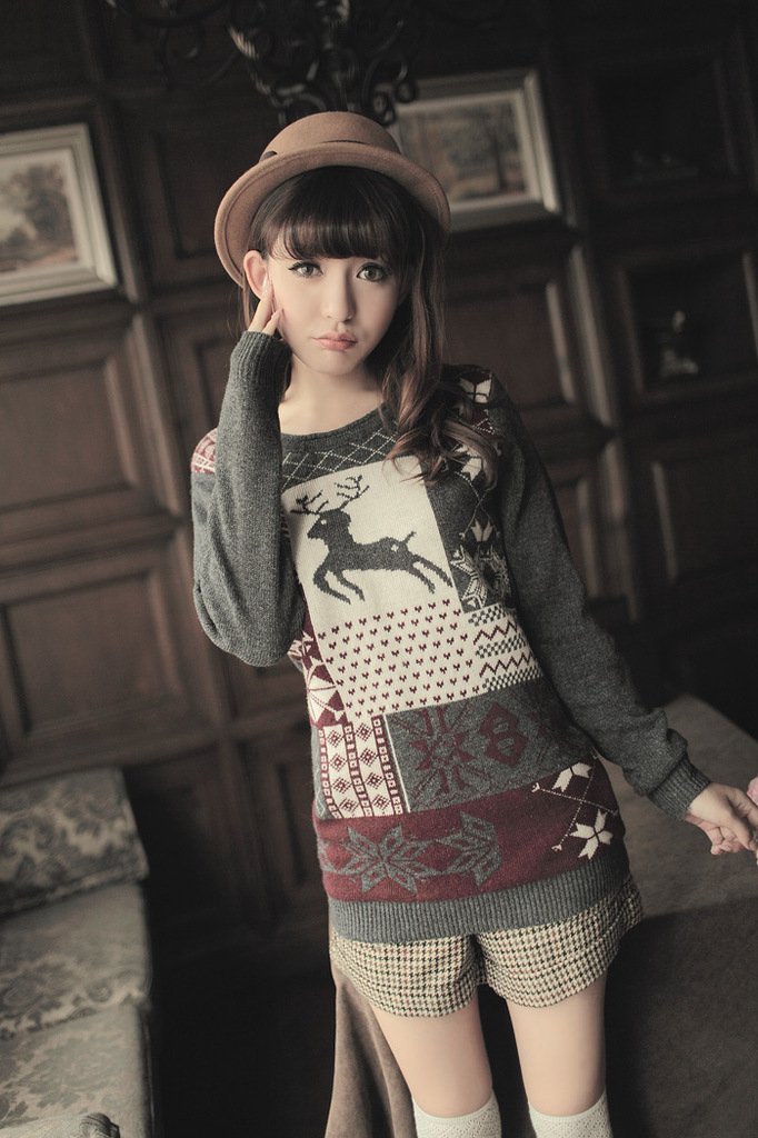 Free shipping 2012 new women'sfashion deerlet sweater
