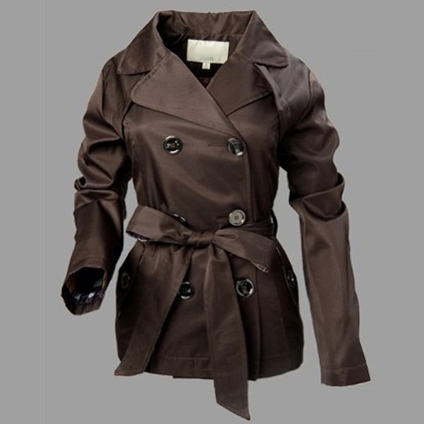 FREE SHIPPING 2012 New Womens Brown  Long Sleeve Lapel Windbreaker Jacket Coat SIZE M/L/XL/XXL   902058-FZ-8029-1