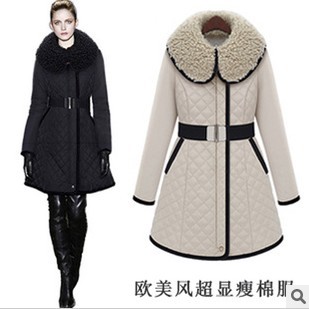 Free Shipping 2012 New  Womens Fleece Collar Cotton Coats Coat Overcoat  Warm Winter Jacket Clothes S-XXL