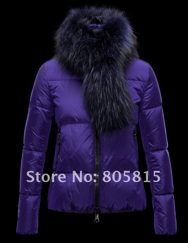 Free Shipping 2012 Newest Big Fox Fur Collar Women's Down Jackets ,100% Goose Feather Winter Down Coats 4 Colors S-XL