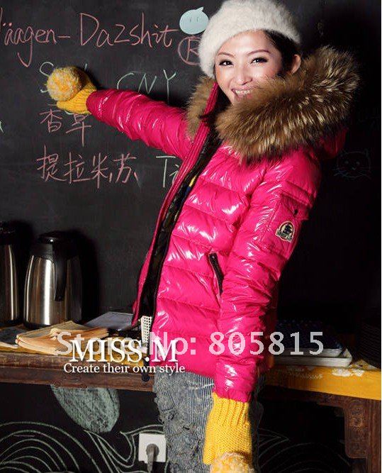 Free Shipping 2012 Newest Fur Collar Hoody down Jackets, Women Thick Slim Down Coats,waterproof Short Cotton-padded jacket