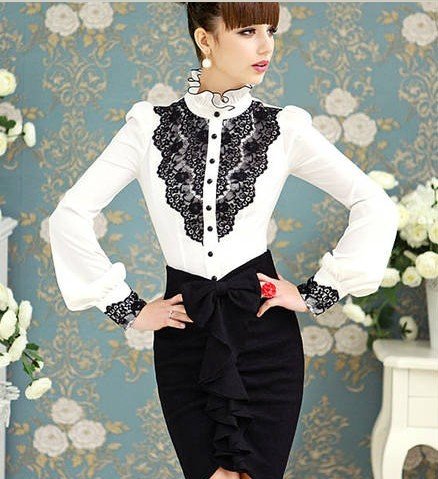 Free shipping! 2012 Newest Women fashionable shirt/office lady shirt S M L XL XXL Drop-shipping acceptable