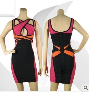 Free shipping 2012 Newest  women HL bandage sleeveless dress,lady strap evening dress, XS S M L