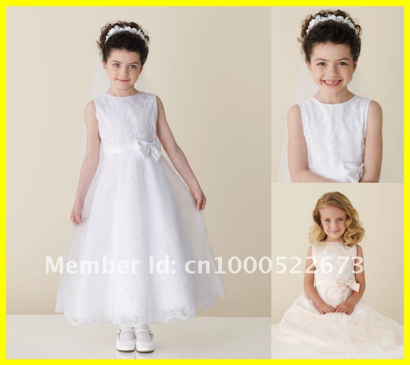 Free Shipping 2012 Off The Shoulder Organza Applique Ankle length A line Flower Girl Dress Dresses