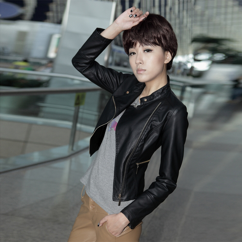 Free shipping! 2012 outerwear motorcycle leather u outerwear female short design plus size women PU clothing