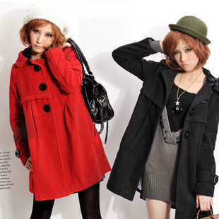 Free shipping 2012 plus size autumn and winter trench outerwear faux wool coat slim