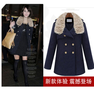 free shipping 2012 plus size clothing mm winter autumn and winter slim rabbit fur medium-long trench overcoat outerwear