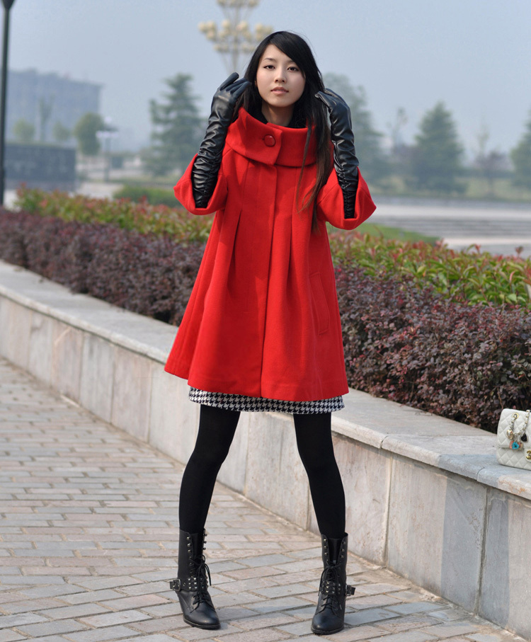 Free shipping 2012 plus size slim thickening wool coat outerwear single breasted trench Women