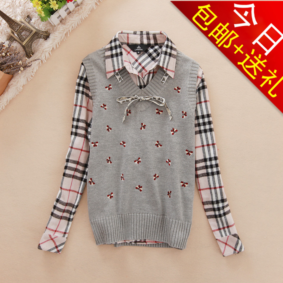 Free Shipping! 2012 preppy style V-neck slim Women small basic sweater wool waistcoat sweater vest