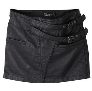 Free shipping 2012 PU leather buckle leisure straight skirt Ladies Leather Skirt EF12143