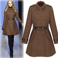 Free Shipping 2012 Queen Stylish Double-breasted cashmere coat Military Clothes Womens lady coats overcoat  outwear In Stock