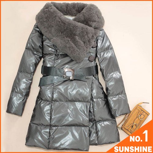 Free Shipping 2012 Real Rex Rabbit Hair Fur Collar Women's Down Jacket Outware Clothes ASYR01
