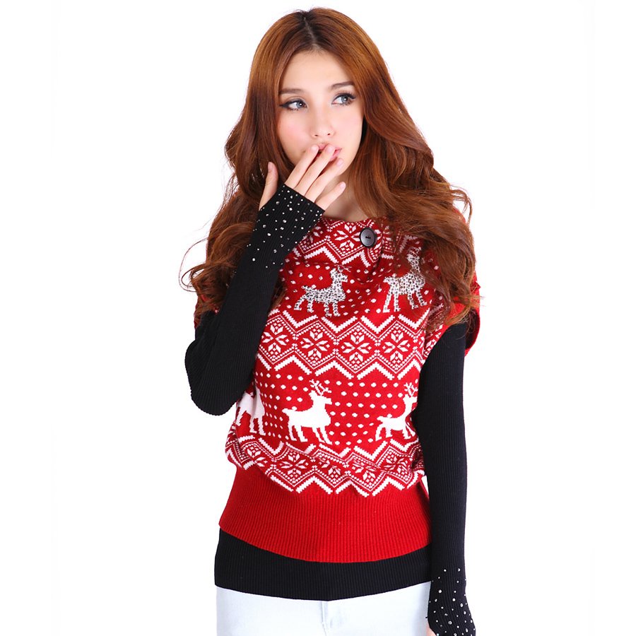 Free Shipping 2012  rhinestones onta sweater vest  V821(Free Size)