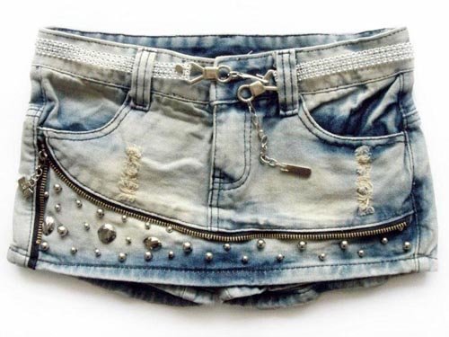 Free Shipping 2012 Rivets Ornament Pant Skirt Denim Two Color Slip Zipper Short Pants Wholesale WF13010713
