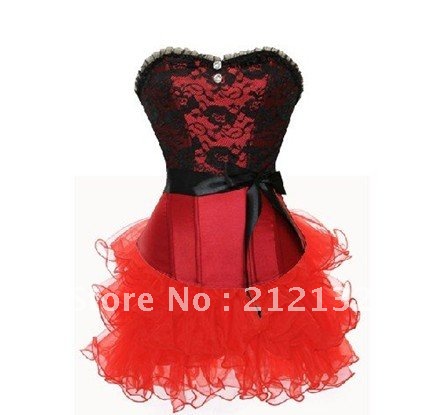 Free Shipping 2012 Sexy Corset Wholesale Corset Overbust Corset Sexy Busiter Sexy Lingerie S-2XL (W3316-2a)