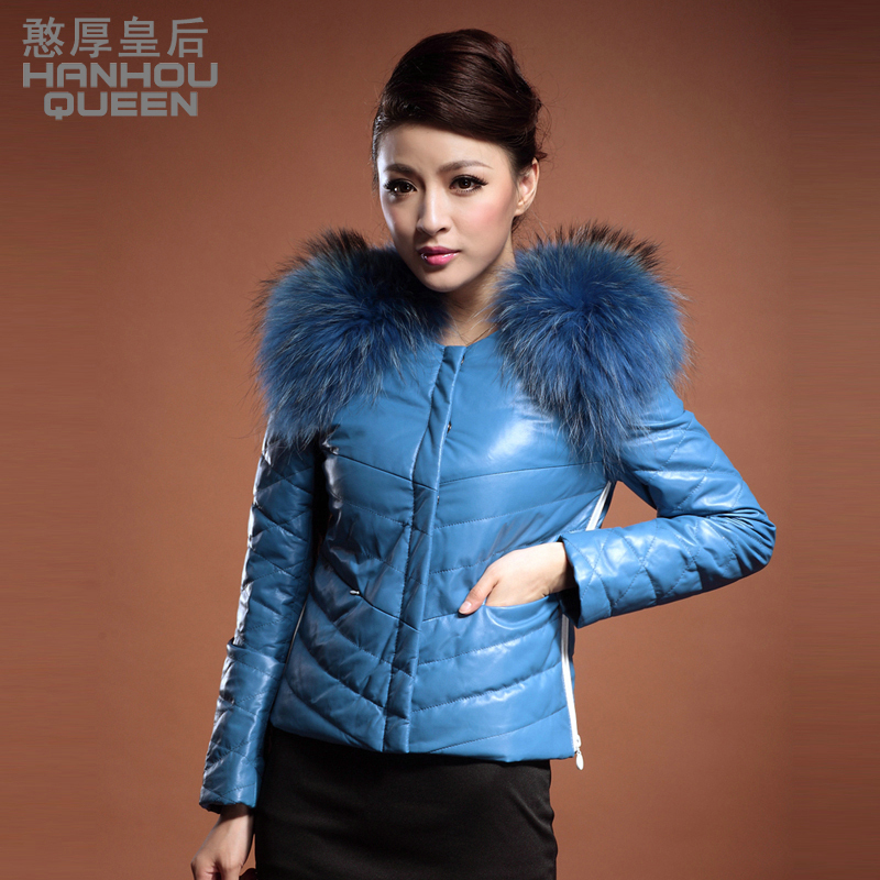 free shipping  2012 sheepskin short design slim leather down coat female genuine leather clothing outerwear