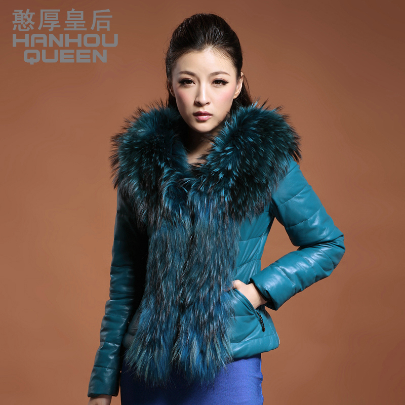 free shipping  2012 sheepskin short design slim leather down coat female genuine leather clothing outerwear