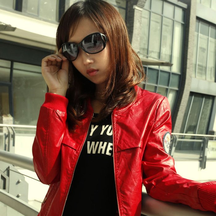 Free shipping 2012 short design leather clothing fashion street leather clothing women outerwear