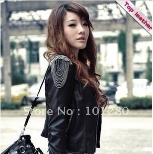 FREE SHIPPING 2012 short design small leather clothing women outerwear jacket motorcycle jacket