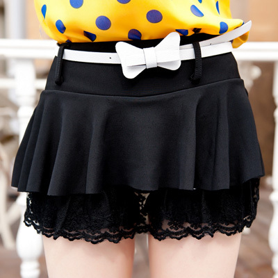 Free shipping 2012 shorts lace decoration short loose shorts high waist clothes culottes