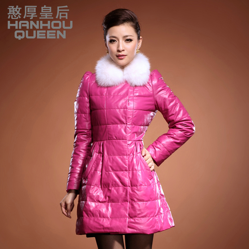 free shipping  2012 slim medium-long sheepskin down coat female genuine leather clothing outerwear