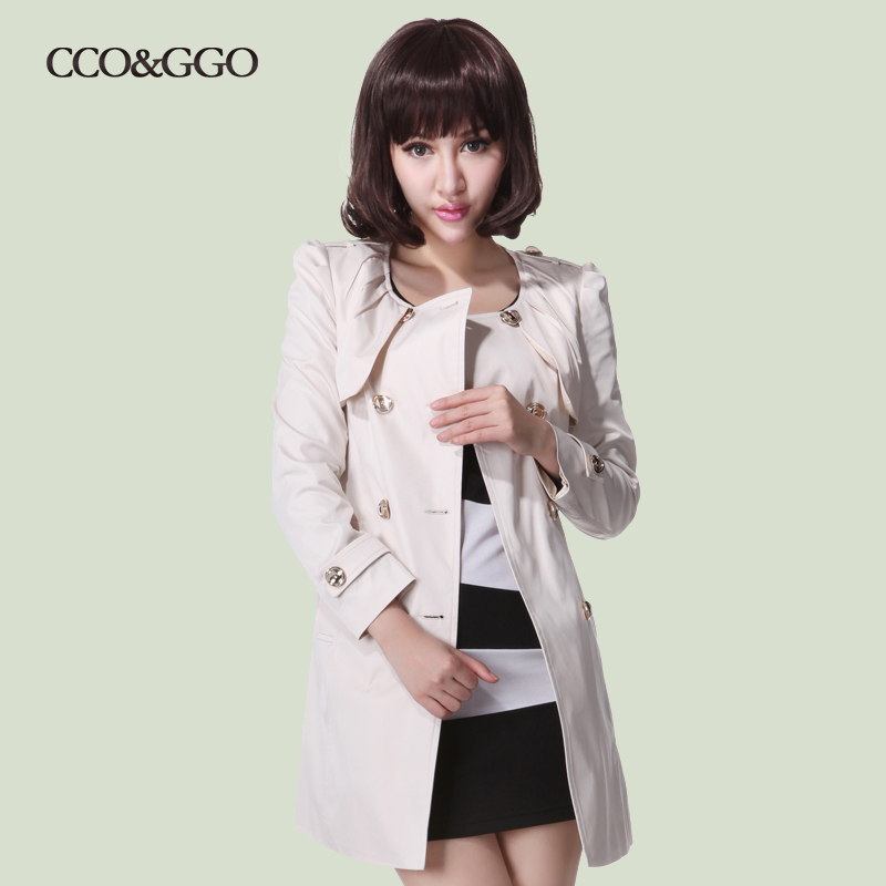 Free Shipping 2012 slim puff sleeve trench outerwear women's medium-long female trench spring and autumn female