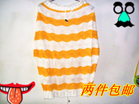 Free shipping! 2012 slit neckline thin cutout knitted shirt