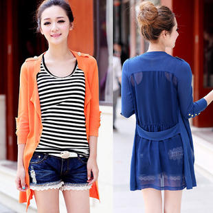 free shipping 2012 spring and autumn slim stand collar long design thin cardigan female long-sleeve thin outerwear