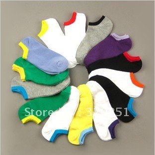 Free shipping  2012 spring and autumn the new men and women bordered candy color short cotton stealth ship socks a142 of