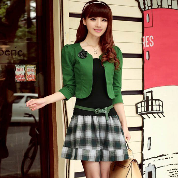 Free shipping 2012 spring and autumn work wear women's set fashion ol piece set blazer one-piece dress
