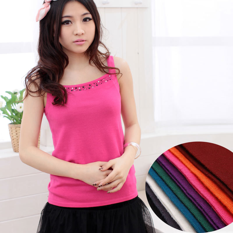 Free    shipping 2012 spring diamond sweet small vest sweater slim basic shirt mz-6